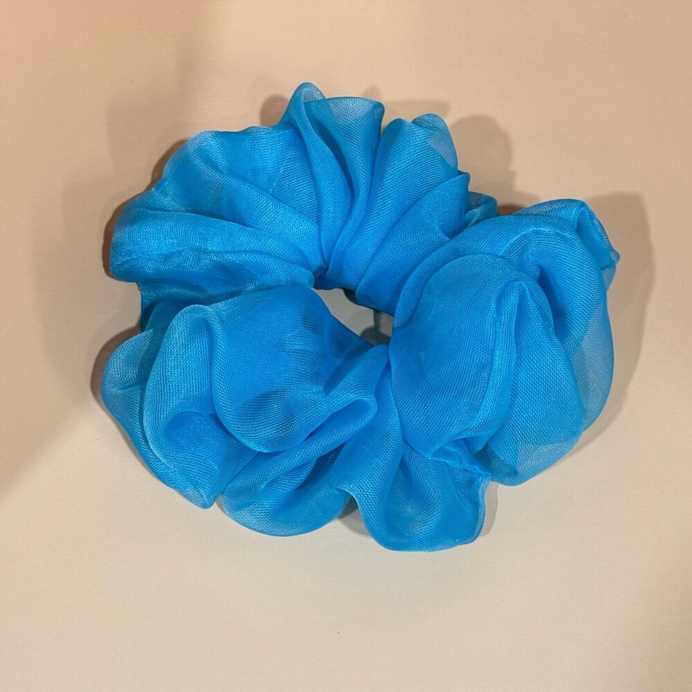New Women XL Blue Sheer Scrunchie Single Hair Tie XLarge